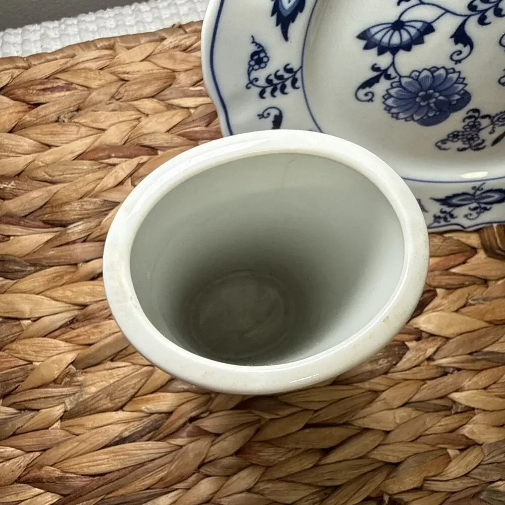 Vintage FTD Especially For You Japan Blue Speckled Bud Vase 6.25” Porcelain